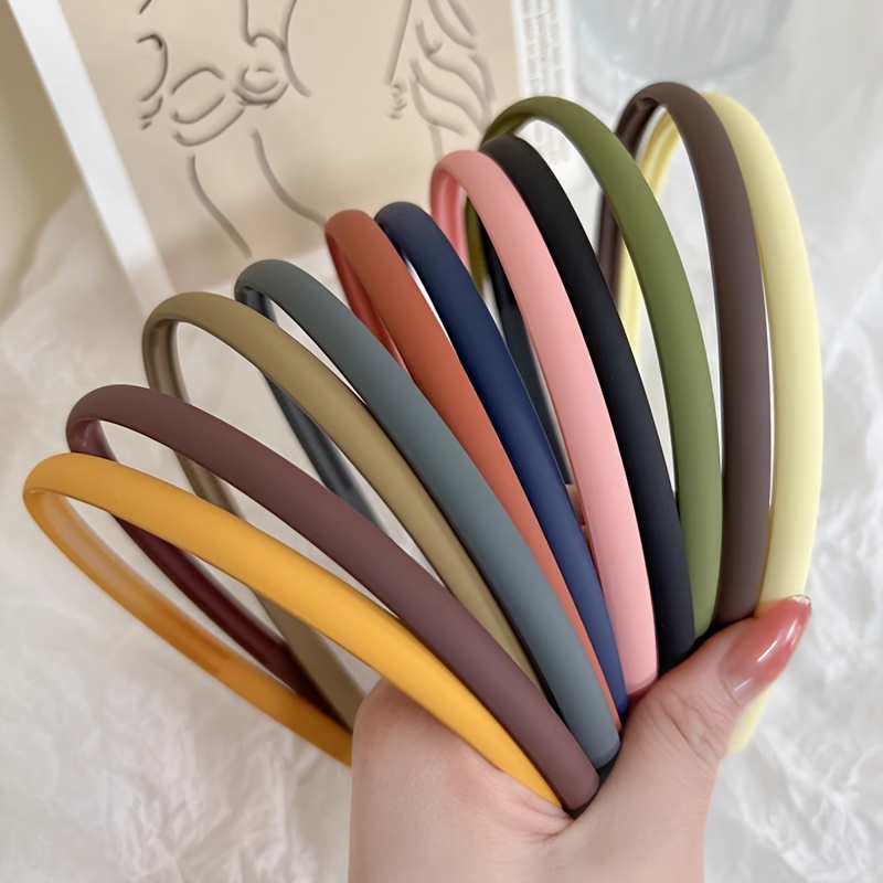 Image of 10pcs Teethed Head Hoop Matte Solid Color Headband Elegant Wash Face Spa Make Up Hair Band Hair Additions For Women (random Colours)