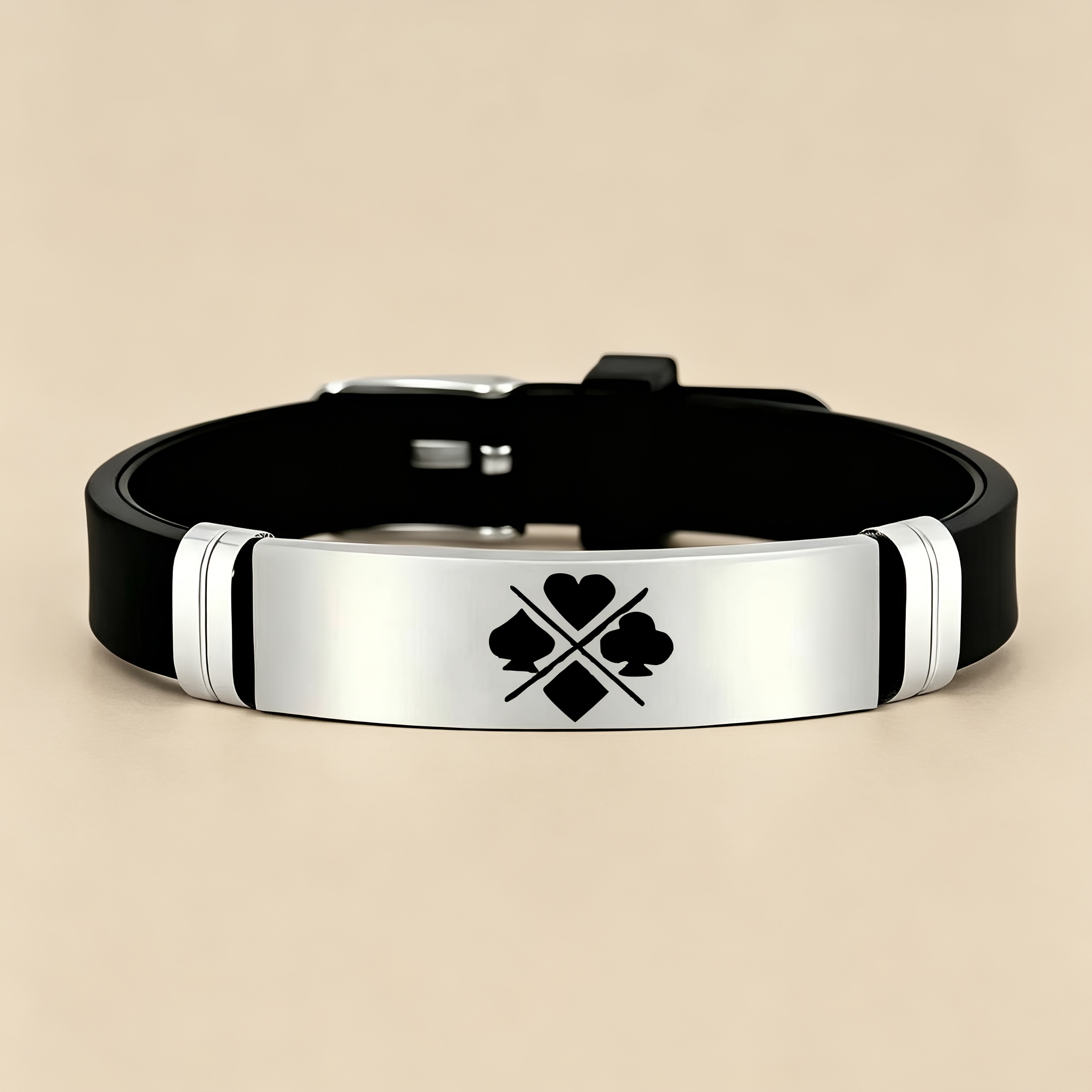 TEMU 1 pièce Accessoire au design cool de couleur de jeu de poker, bracelet en et acier inoxydable 202, avec un style inhérent, convient comme cadeau