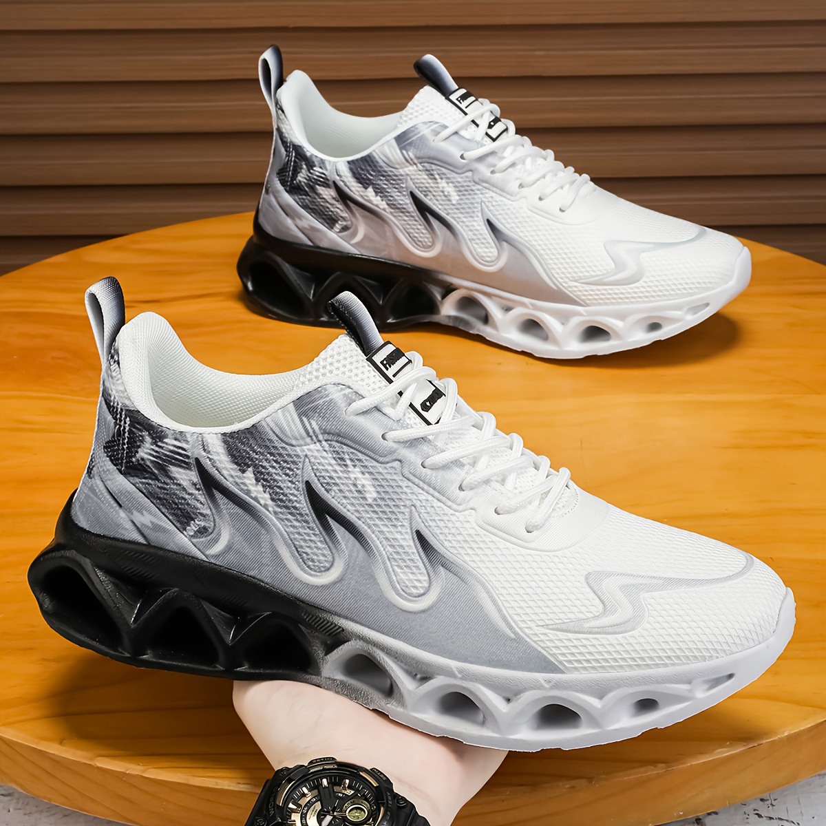 Image of Volarpisada Men's Gradient Color Low-top Sneakers - Lightweight Breathable Running Shoes With Cushioned Sole, Gym, Basketball & Casual Wear Suitable For Big Size