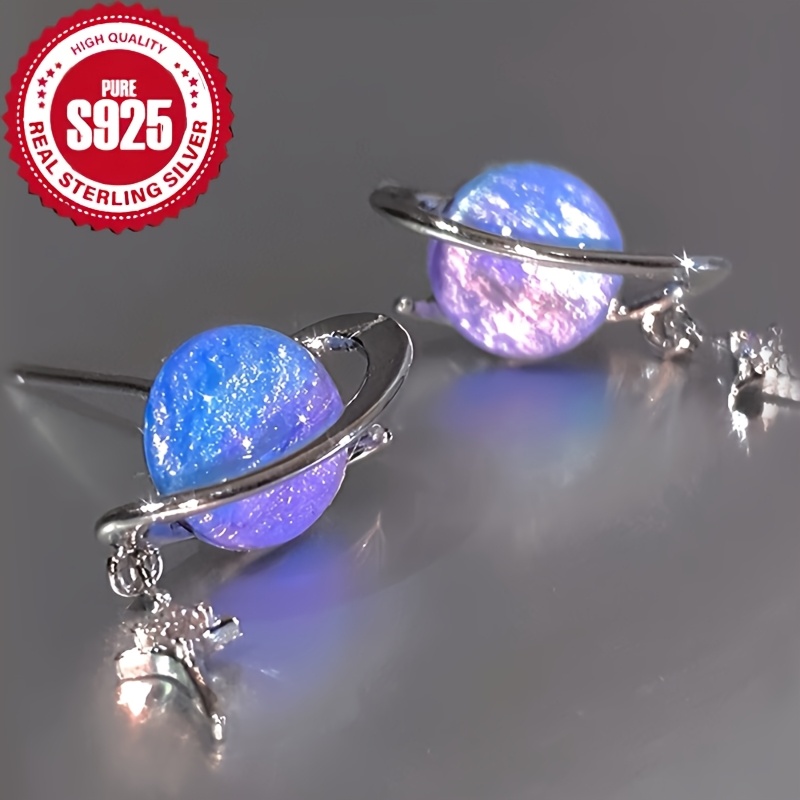 TEMU 925 Sterling Silver Exquisite Star Pendant Earrings, For Girls' Birthday, Christmas, And Anniversary