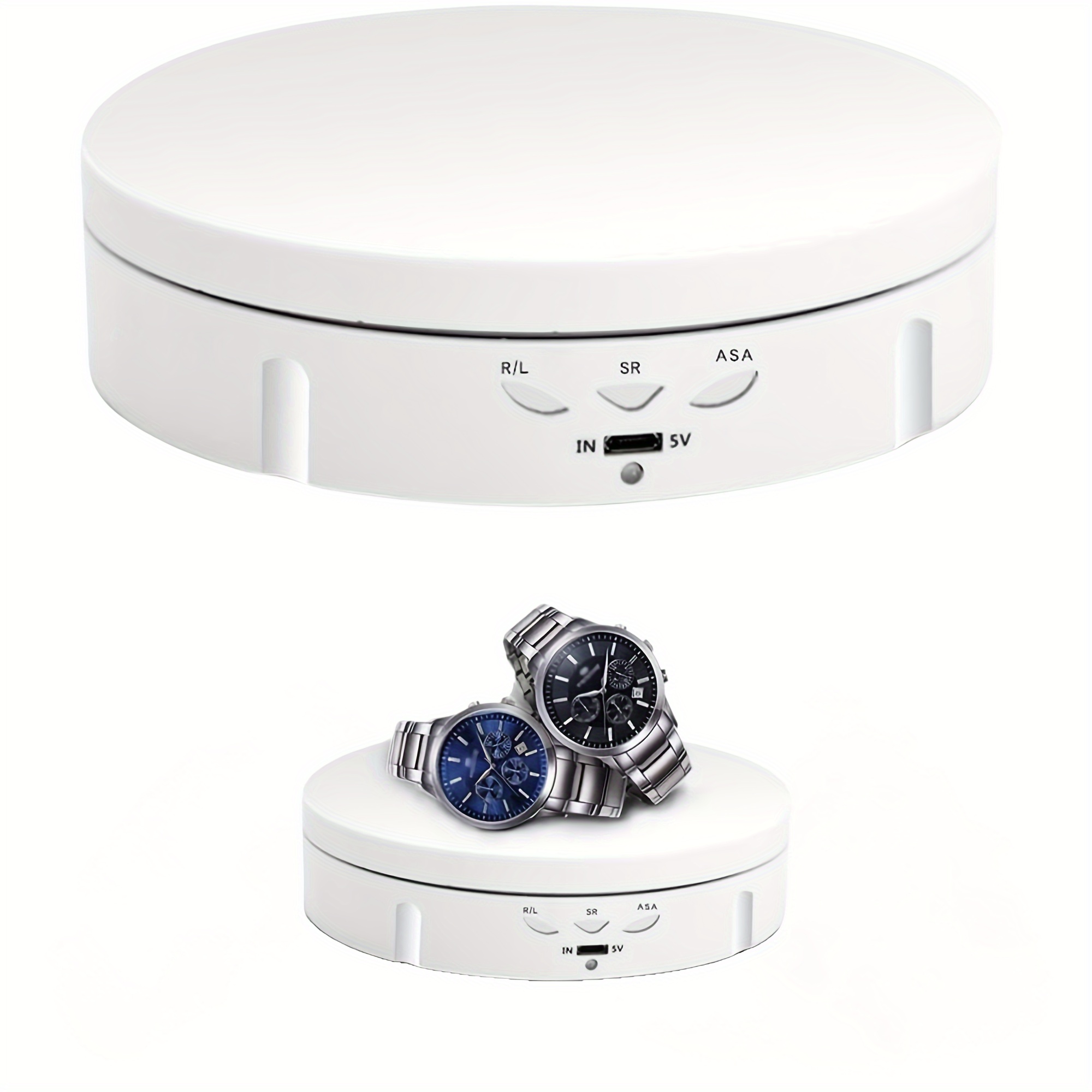 TEMU Motorized Rotating Display Stand, 5.74inch/22lb Load, 360 Degree Electronic Turntable Display Stand For Photography Products Shows, Jewelry, Watch, 3d Models, Cake, White