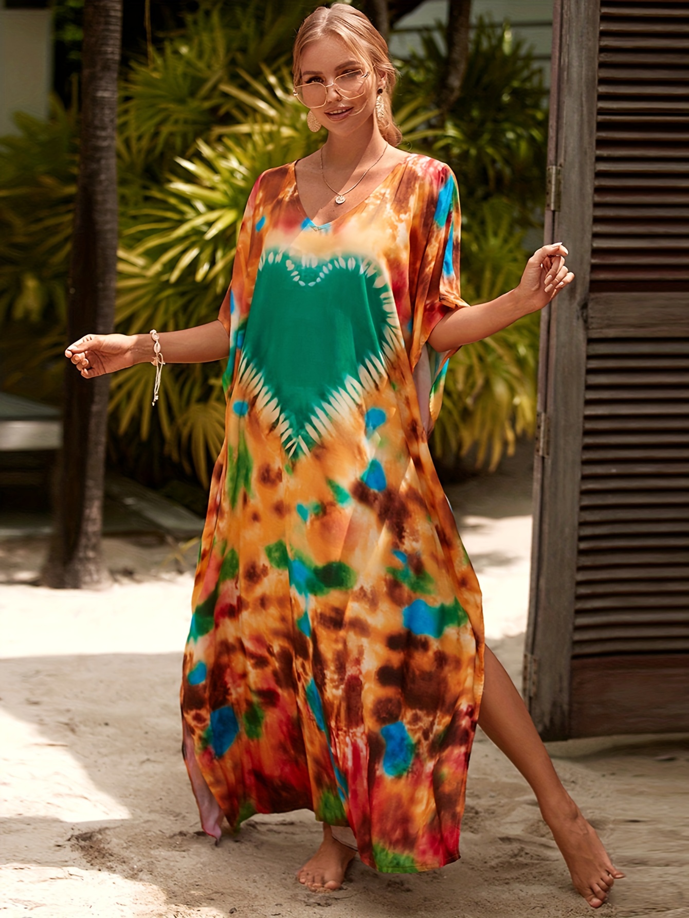 Women's Plus Size Swimsuit Cover Up V-Neck Beach Dress with Flowy Loose  Fit Non-Transparent Swimwear Wrap for Pool, Vacation Casual Bik