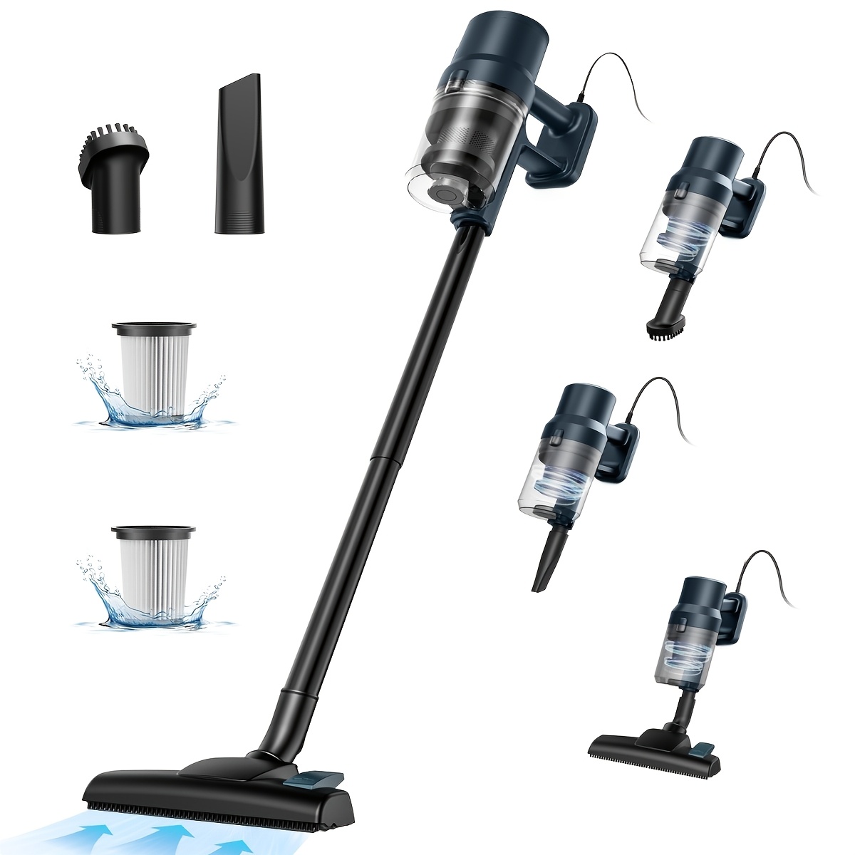 Image of 21kpa High Suction Household Vacuum Cleaner, 600w Portable Corded Vacuum With 2pcs Replacement Hepa Filters For Floor Deep Cleaning