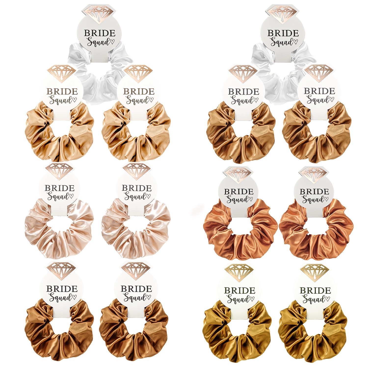 14pcs Golden Satin Elastic No-damage Diamond Card Hair Accessories Hair Rings Party Gifts Wedding Gifts Bridesmaid Gifts Women's Hair Rings