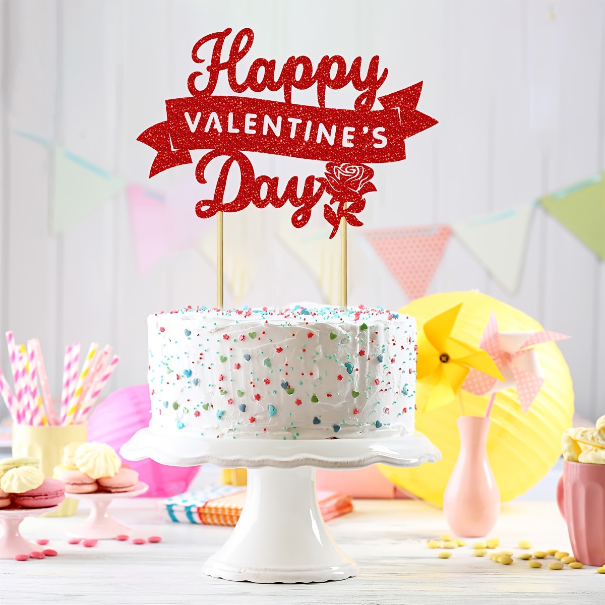 Happy Valentines Day Cake Topper Liefde Hart Vorm Gelukkige Verjaardag Cake Picks Mr & Mr Gay LGBT Acryl Zwart Valentijnsdag Huwelijk Gebak Decoraties Fantastische Geschenken voor Mannen Volwassenen