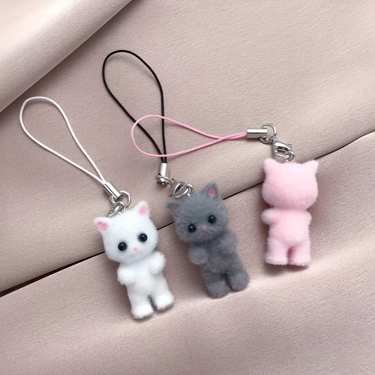 

Plush Kitten Keychain - Soft Resin Charm For Bags, Phones & Earbuds - Perfect Gift