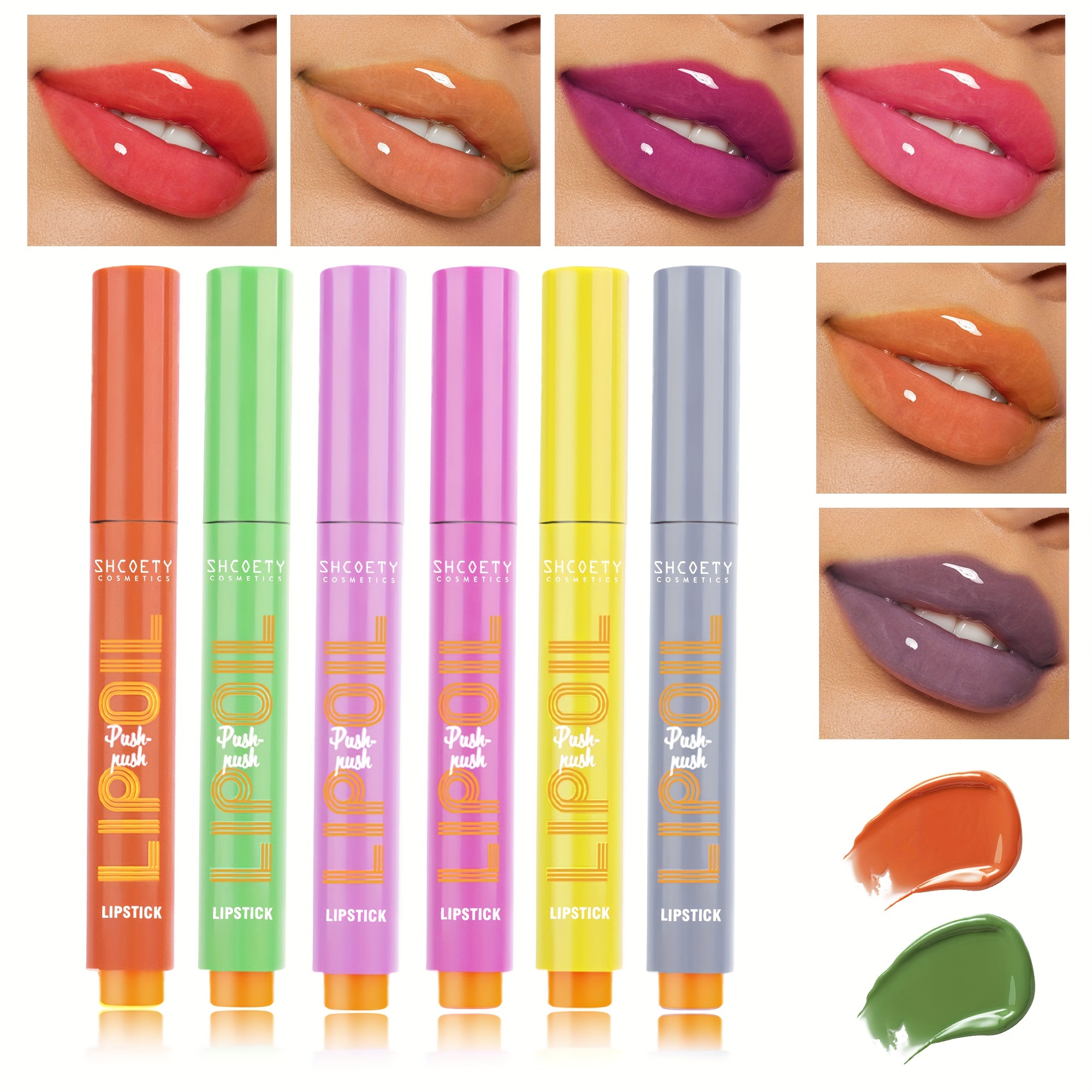TEMU 6 Color Makeup Jelly Press Lipstick Set Gloss Lip Gloss Mirror Lip Glaze Lipstick