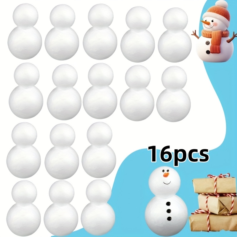 

16pcs/38pcs Amosfun High-density Foam Snowman, Diy Christmas Crafts, Painting Blank Snowman Figurines, White Foam Models For Decorations And