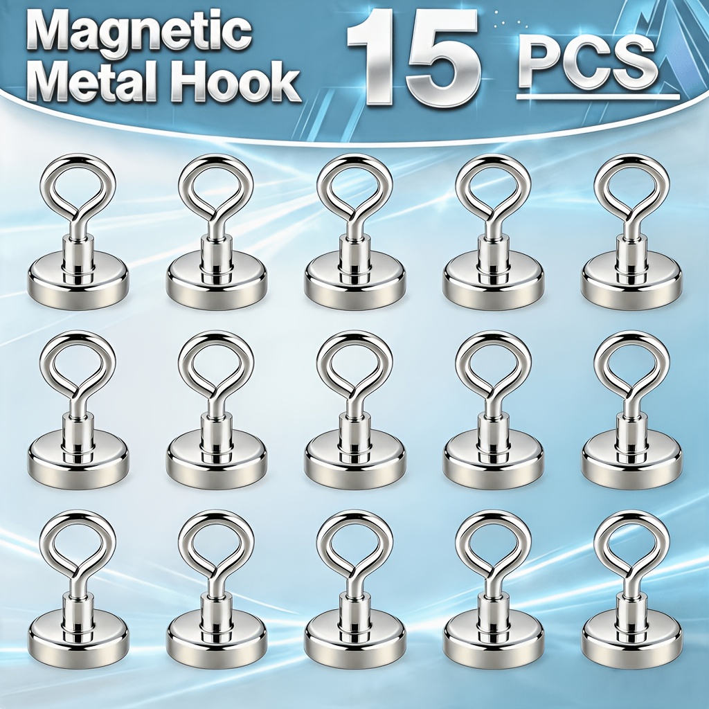 TEMU Juego de ganchos metálicos magnéticos de calidad de 28 piezas o 15 piezas, base redonda clásica de 17 mm de diámetro, , duradero, la adsorción