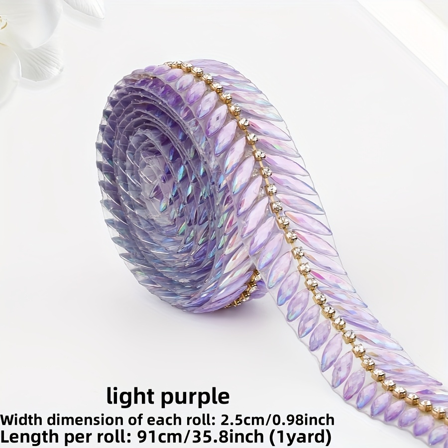 TEMU Resin Rhinestone Decorative Chain, 1pc 1-yard Pack, Diy Wedding Dress Accessory, Hot Melt Glue Craft Material, Apparel Design Accessory, Sequin