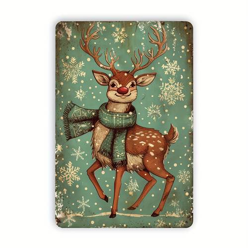 item picture vintage metal tin sign featuring a christmas indoor and outdoor decoration this 8x12 inch wall art is suitable for homes bedrooms offices dining rooms restaurants bars cafes schools libraries garages and more