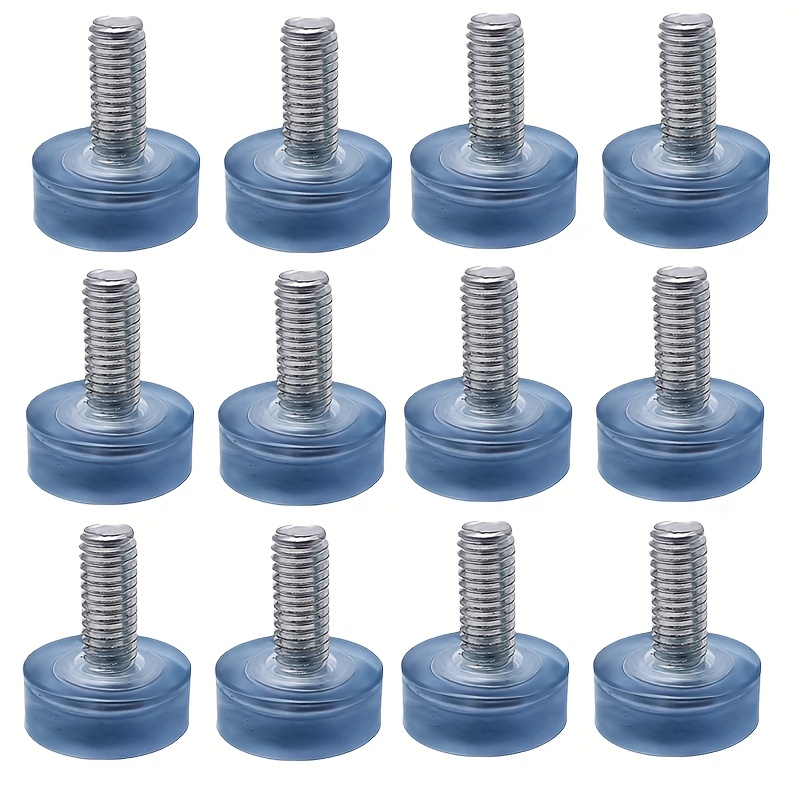 12pcs Adjustable Height, Silent & Anti-slip Furniture Leg Pads For Tables And Shelves – 18mm Diameter X 6mm Thickness X 14mm Height (φ18xm6xh14mm)
