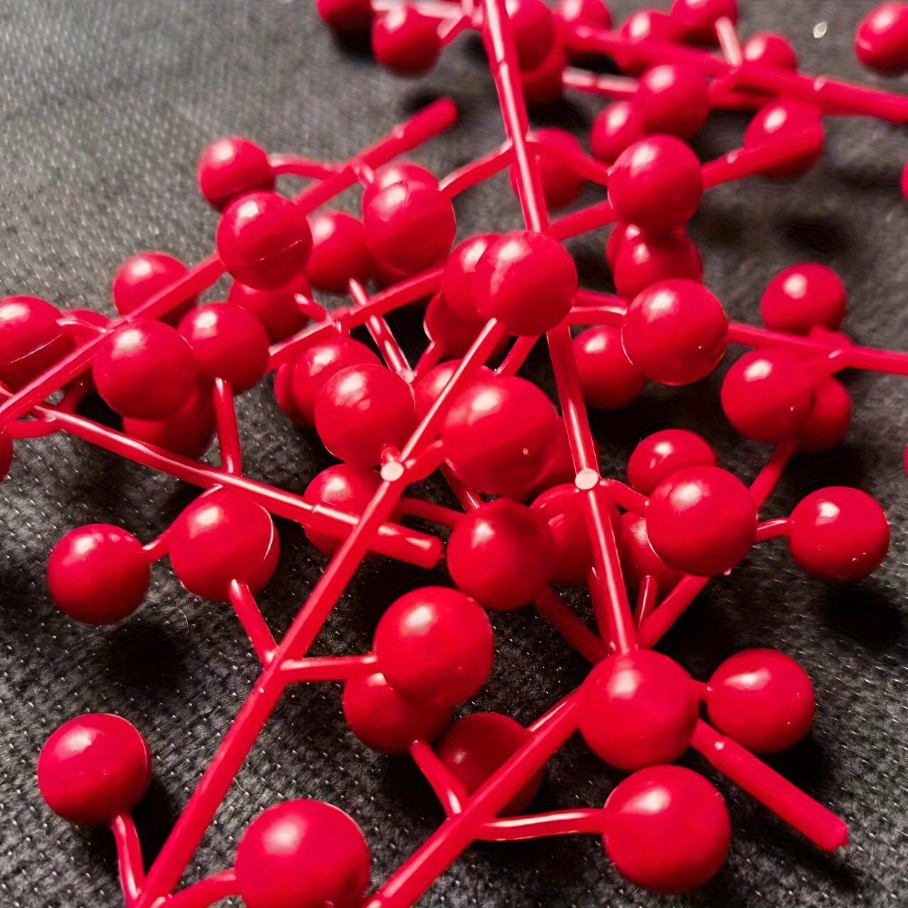 Set Of Red Berry Stems Plastic Decorations For Diy Home Decor And 