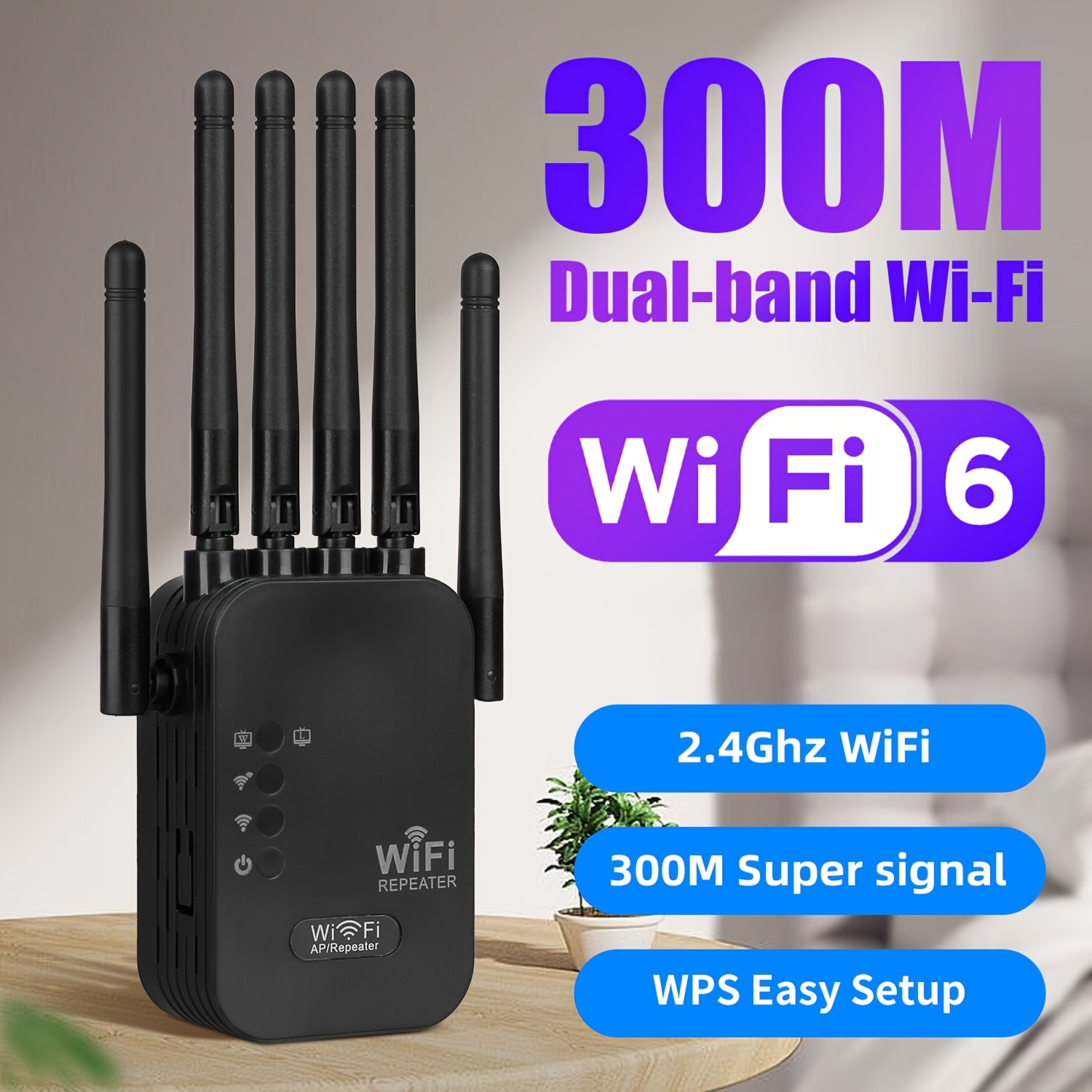 Booster Wifi 3600 Pi² 6 AX1500 Double Bande - Amplificateur Signal 3600 Pi² - Compatible Toutes Box Internet Répéteur Wifi