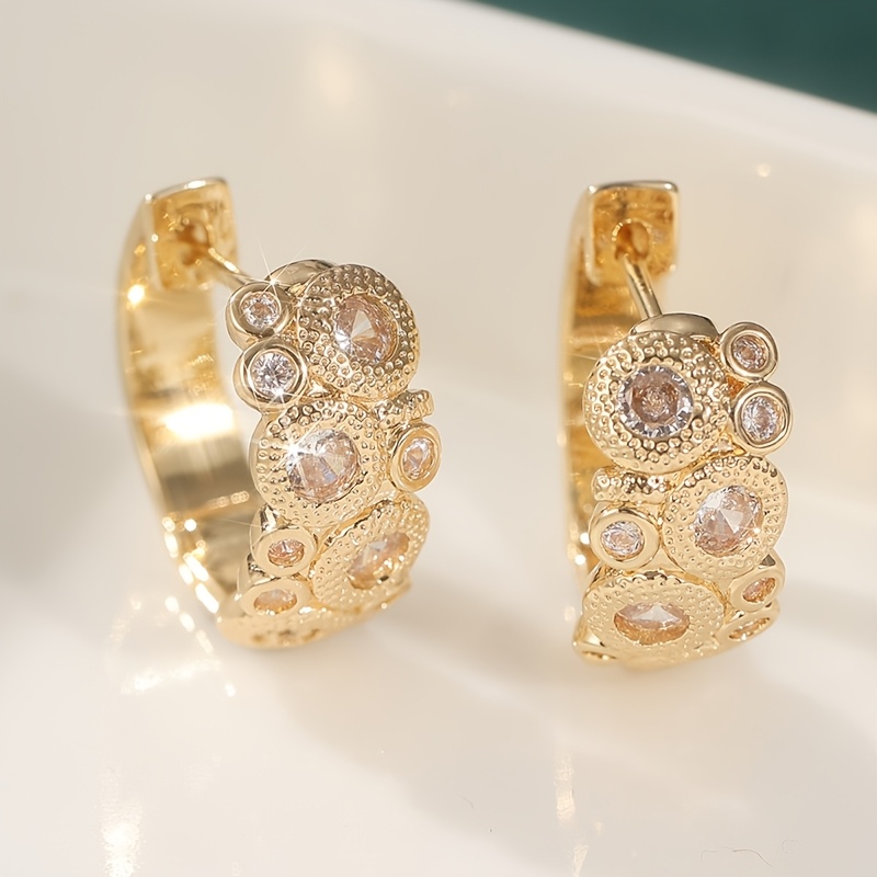 Women's Plated Hoop Earrings, Bohemian Retro Flower Design
