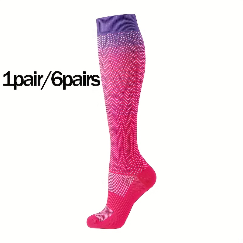 TEMU 1 Pair/6 Pairs Compression Socks For Men Women Elastic Knee-high Socks Soft Breathable Fitness Suitable For Outdoor Sports Stockings Home Casual