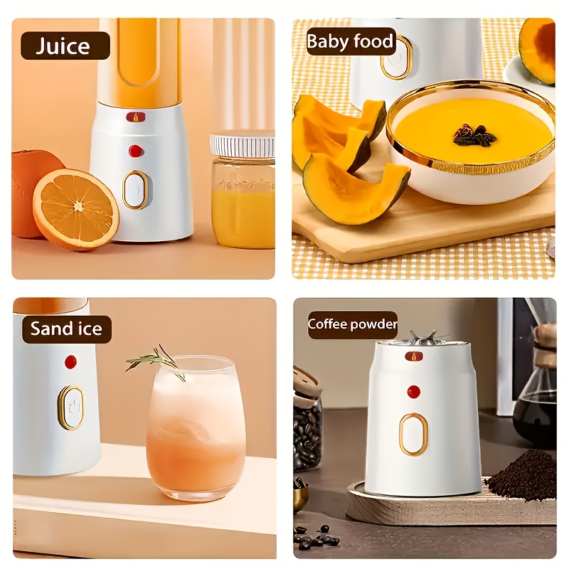 1pc portable usb rechargeable blender and juicer set dual cup options food grade abs round shape 1500mah lithium battery usb charging 36v multi function processor combo details 2