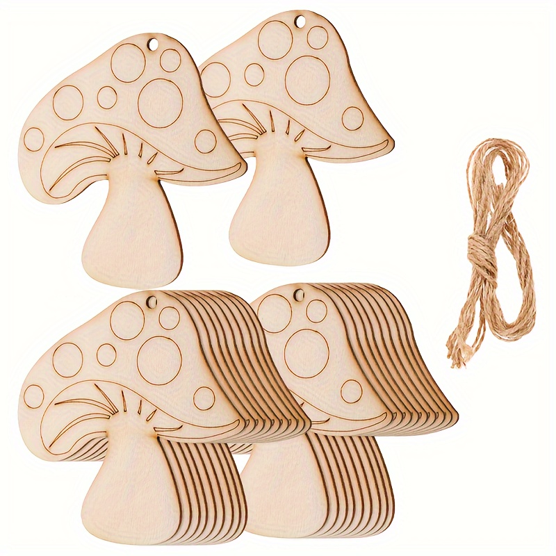 

10pcs Wooden Mushroom Cutouts, Diy Painting Craft Shapes, 3.14 X 3.03 Inches Wood Slices For Hanging Ornaments, Festival, Wedding, Home Party, Birthday Decorations