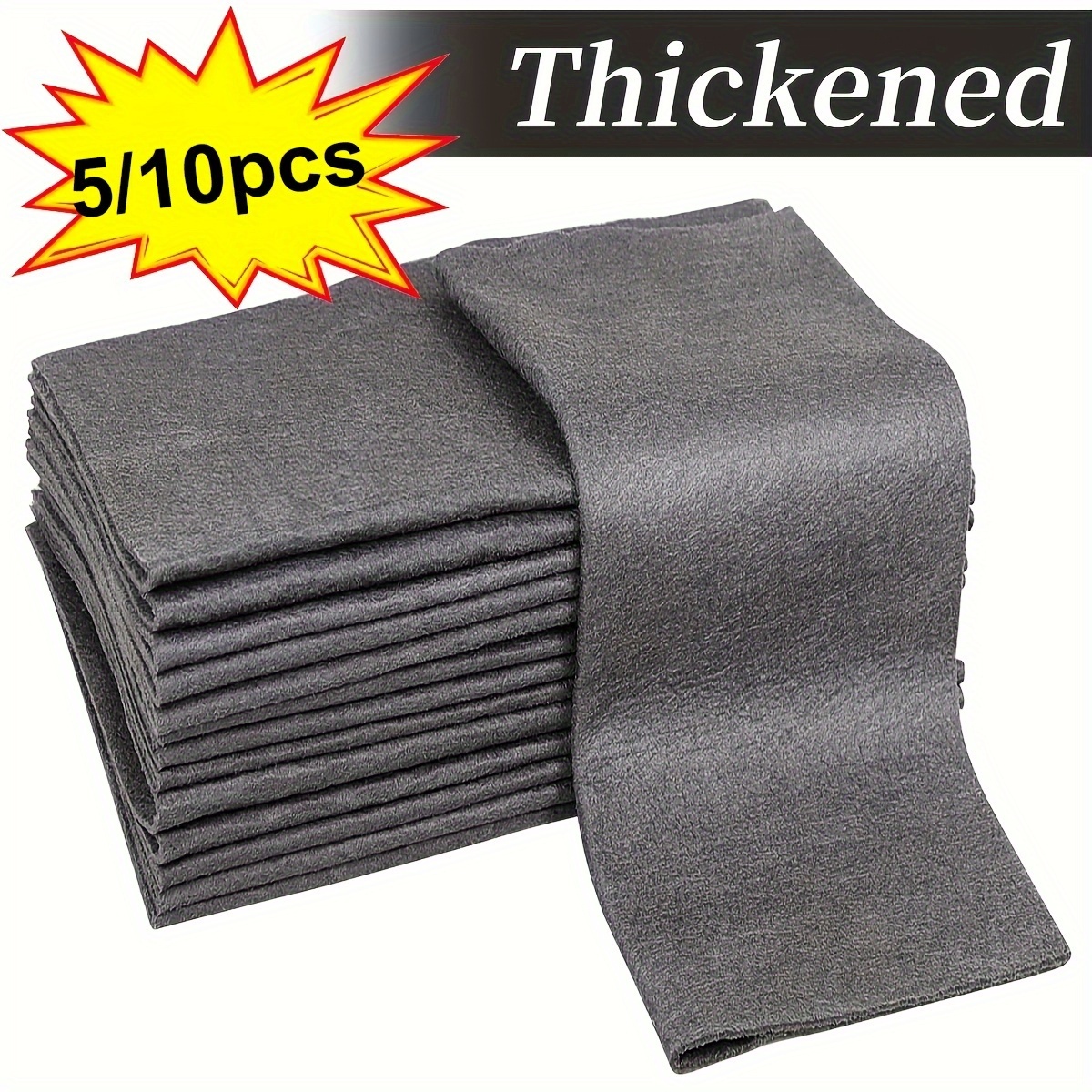 

5/10pcs Magic Microfiber Cleaning Cloths - Thick, Streak-free For Windows & Mirrors, Dish Towels For Kitchen & Bathroom, Reusable Car Wash