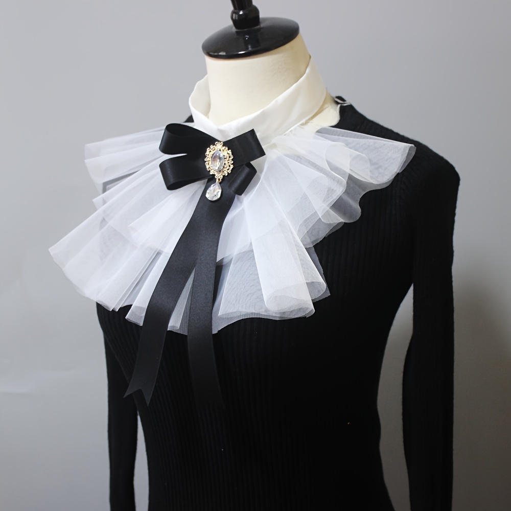 

Elegant Detachable Mesh Neckline Scarf - Versatile Faux Collar Accessory For Women, Polyester