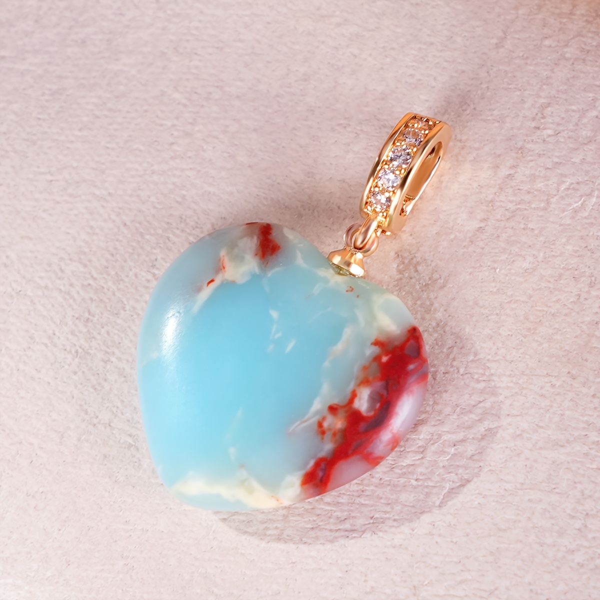 TEMU Pendentif Cœur en Turquoise Naturelle, Accessoires de Bijoux Main à Faire Soi-Même pour Bracelets, et Breloques de Téléphone