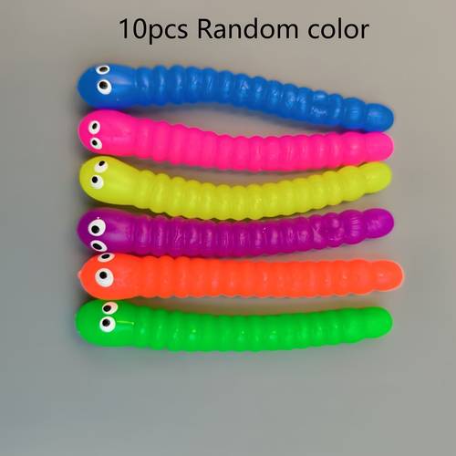 5/10/15 stück bunte caterpillar fidget-spielzeuge – dehnbares tpr-seil zum entspannen, sensorisches spielzeug für autismus, weiche gummiwürmer mit wackelnden augen, verschiedene leuchtende farben, fidget-sensorikspielzeug. zufällige farbe