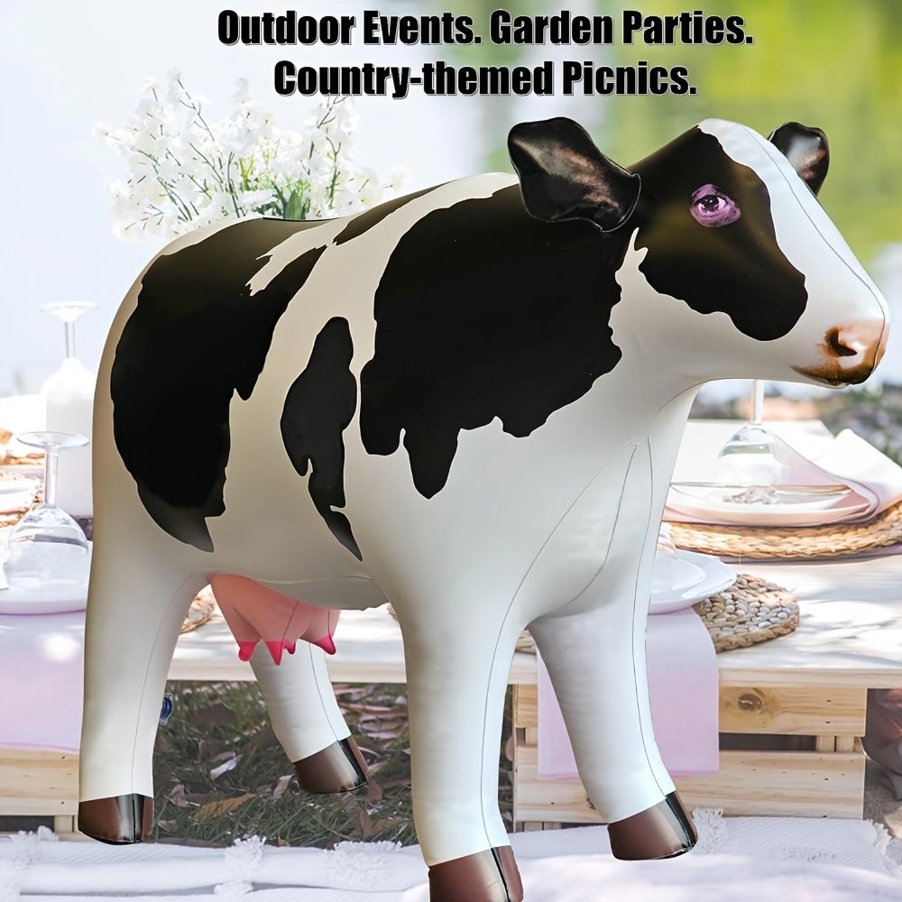 37-zoll große aufblasbare kuh, realistische schwarz-weiße kuh, für dekoration spiel, vieh-themenpartys, ranch-partys, geburtstage, neujahrsgeschenke, foto-requisiten, aufblasbare gartendeko | strapazierfähiges material, wiederverwendbar | halloween-, weihnachts-, thanksgiving-dekoration