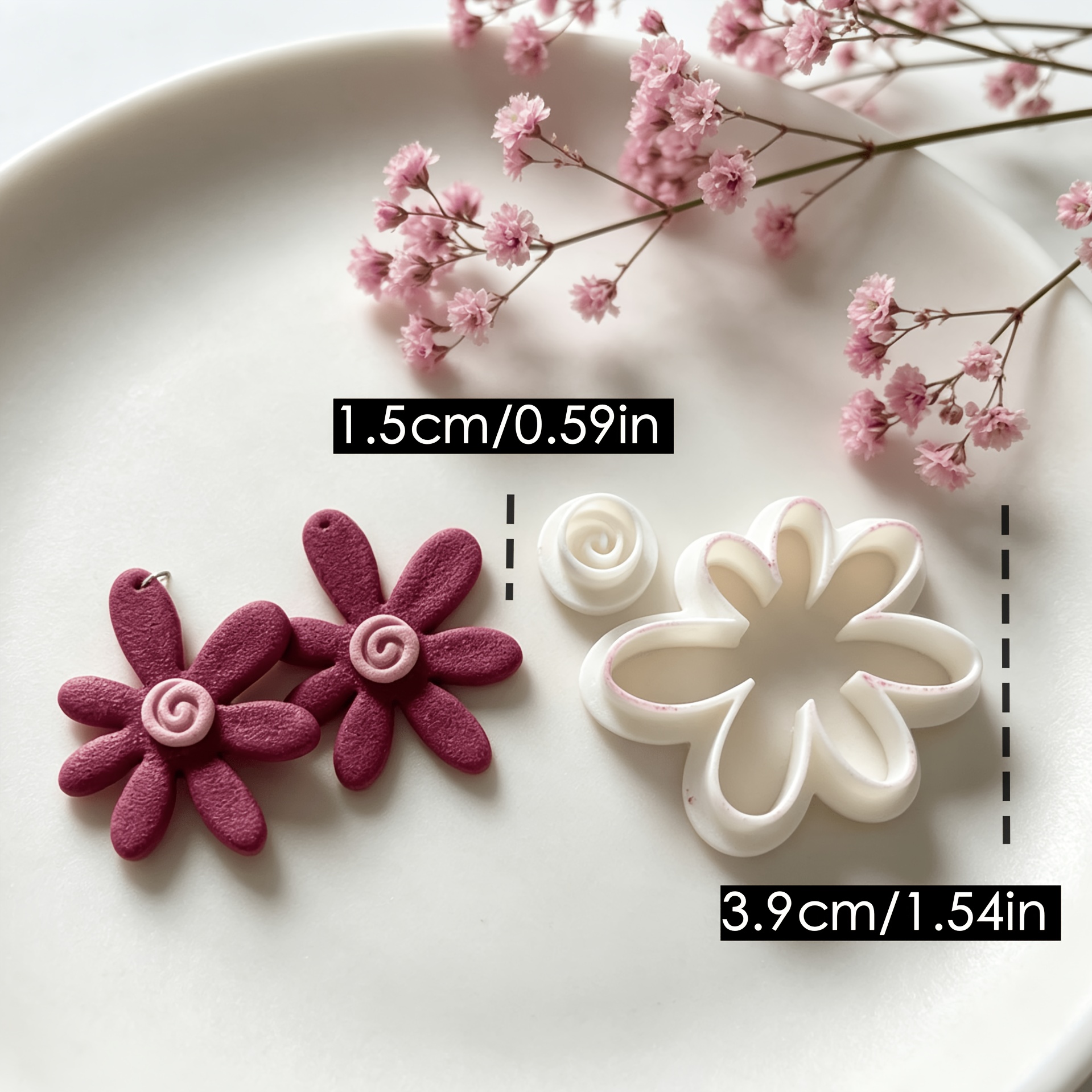 TEMU 2pcs Set Of Elegant Irregular Flower-shaped Clay Molds For , Earrings, Pendants, And Crafts