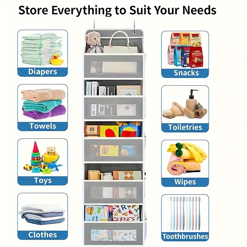 over the door hanging storage organizer with 5 shelves versatile multi room fabric pocket wardrobe for bedroom bathroom pantry durable hook system for doors up to 1 77 thick ideal for tweens 12 14 years space saving closet solution details 2