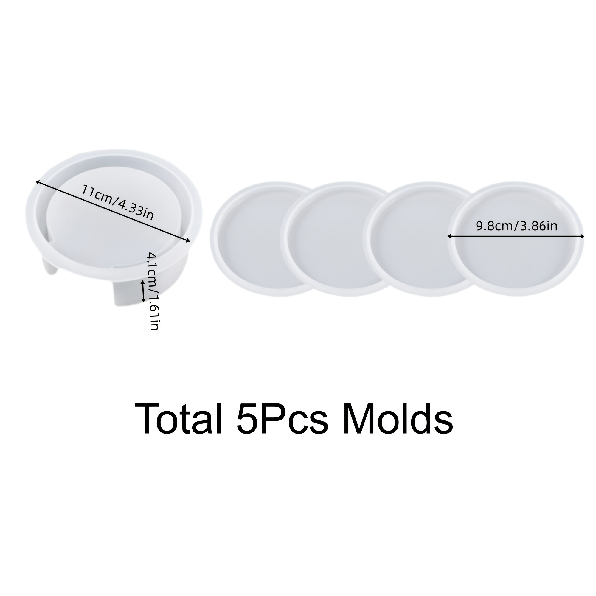 E-shop 5-teiliges Set Runde Untersetzer Silikonformen, Gips Untersetzer Form, Ton Form, DIY Epoxidharz Runde Untersetzer Silikonform, Untersetzer