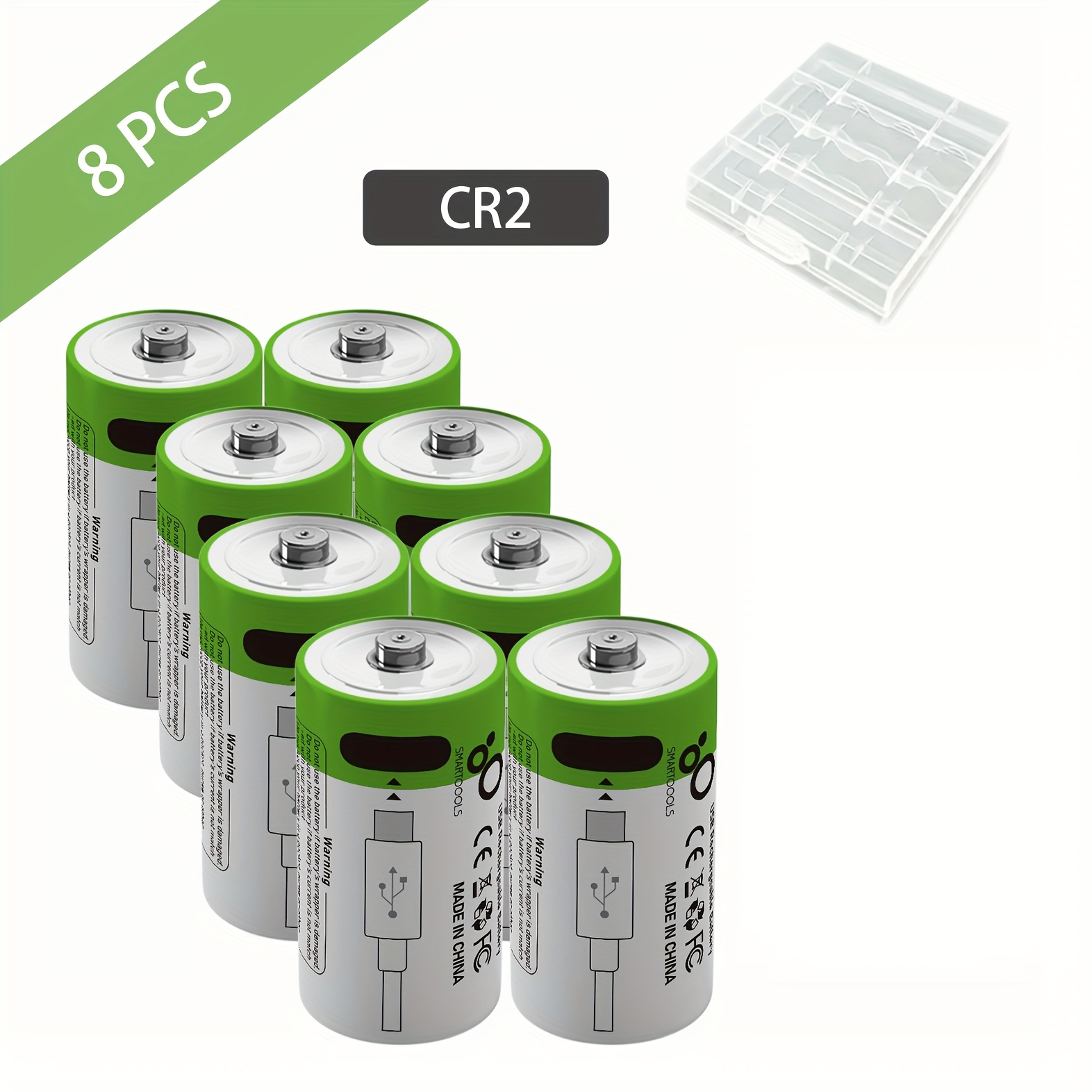 Image of Set Of 8 Cr2 Batteries, Including Models Cr15h270, Cr15266, Cr15270, And Cr2w. Lithium Rechargeable Batteries Have A High Capacity Of 3.7v, 1100mwh