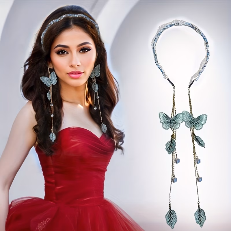 1pc romantic women tassel headband high quality embroidered leaf pendant hair band hair accessories luxury party headwear best birthday gift t2248 Product details 1