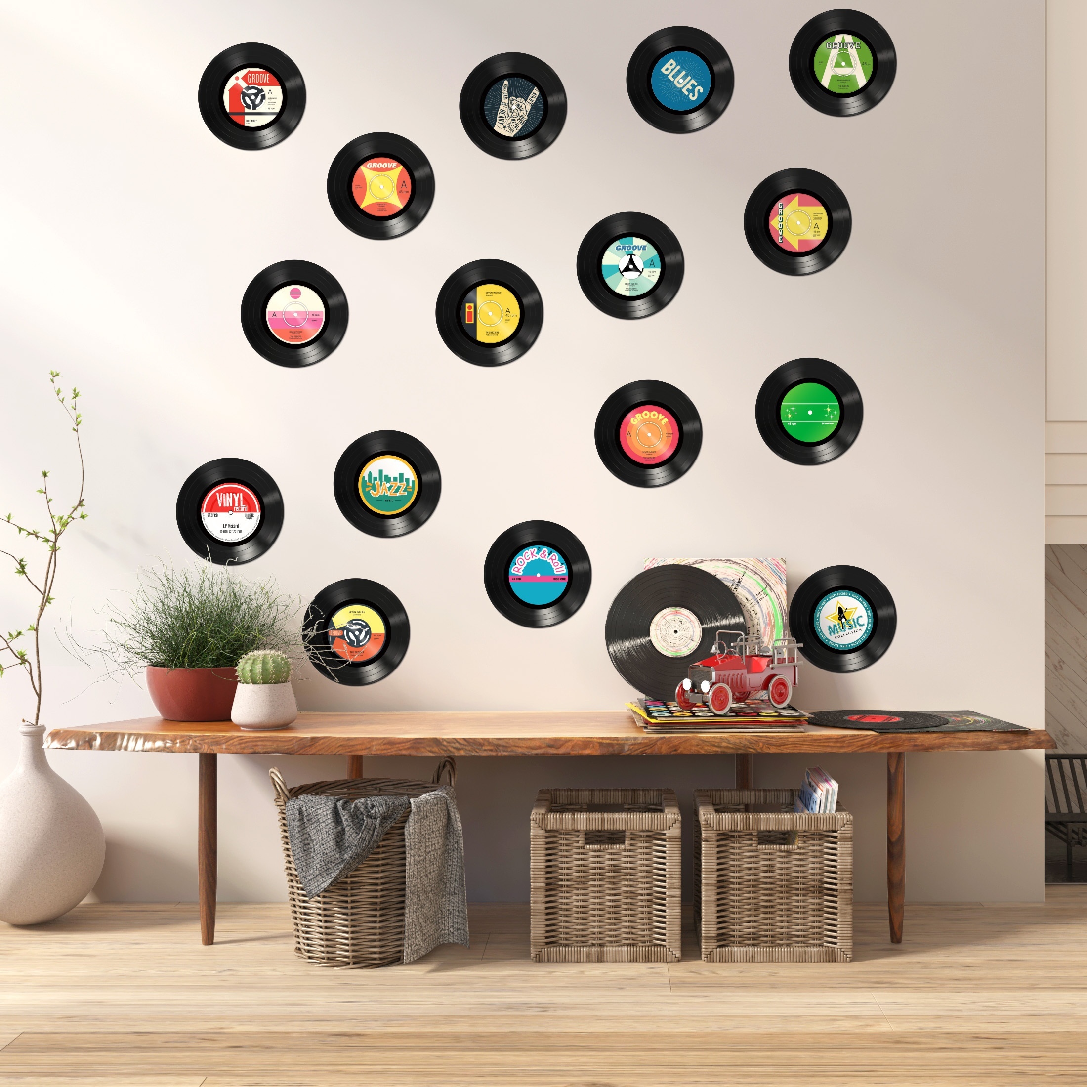 

8/16pcs Records Wall Stickers, Wall Collage Kit Aesthetic Pictures, Album Cover Posters Bedroom Decor For Teens Boys Girls, Rock And Party Decor, Studio, Wall Decor,