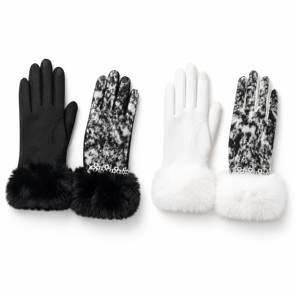 Winter Plush Ruffled Thickened Gloves, Fashionable Warm Style