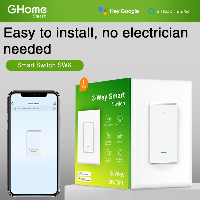   smart switch 3 way wifi smart light switch compatible with   and google home scheduling timer and voice control neutral wire required 3 way wall mounted fcc   4ghz wifi only