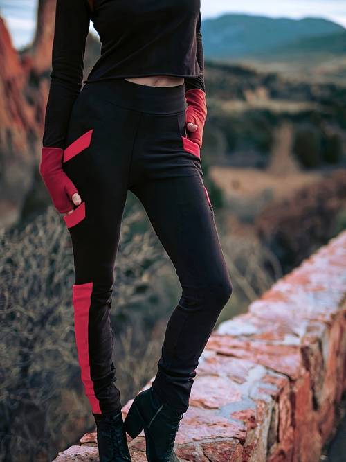 four pocket feature personality style casual yoga pants color fit lifting pants hot pants tight fitting stretch casual pants color contrasting straight leg pants tapered leg long pants and outdoor s pants