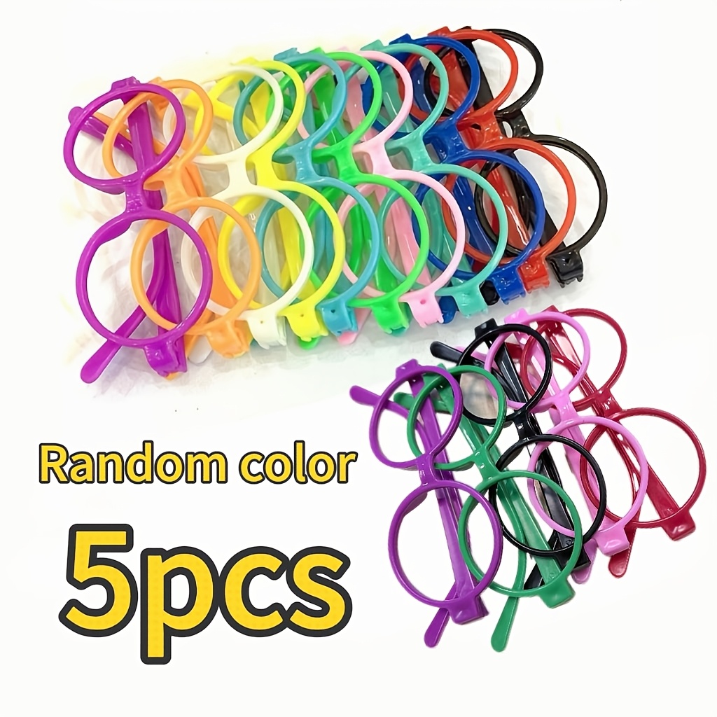 TEMU Lot de 5 lunettes de fête en vrac de couleur aléatoire, lunettes de colorées rondes monture verres, idéales pour les fêtes costumées