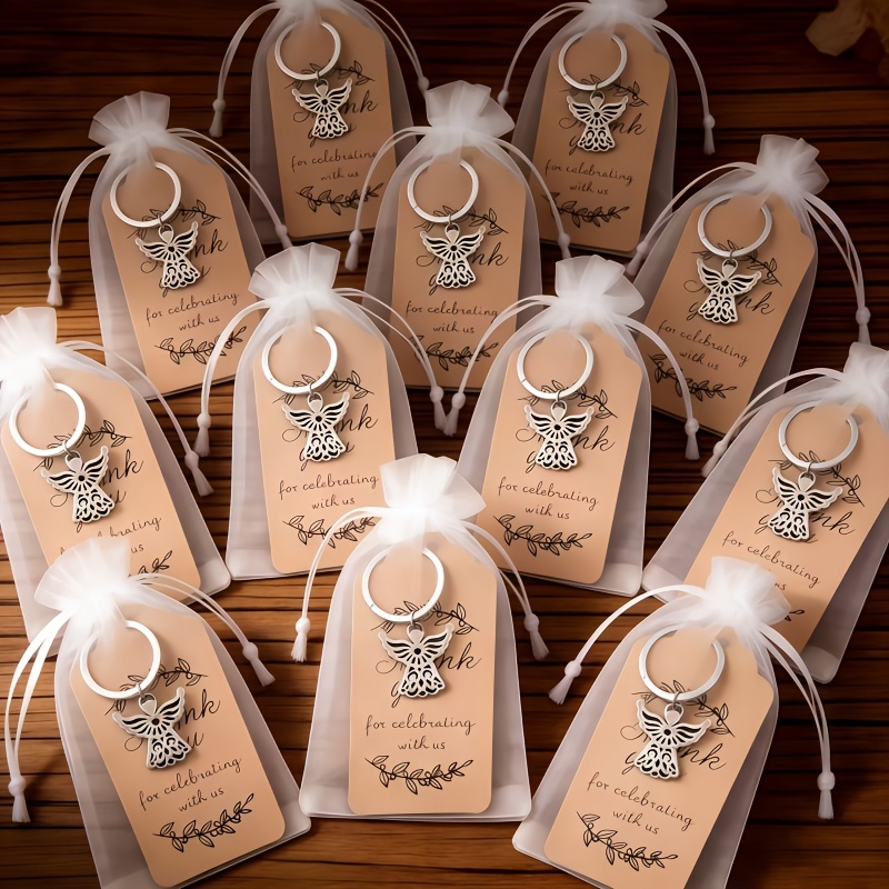 juego de 36 piezas/12 conjuntos - llaveros de   de  /llaveros de   para   de bautizo,   12 llaveros/12 tarjetas/12 bolsas de malla - decoraciones para   de boda, regalos para   de  , regalos de acción de  , recuerdos para invitados de bautizo y