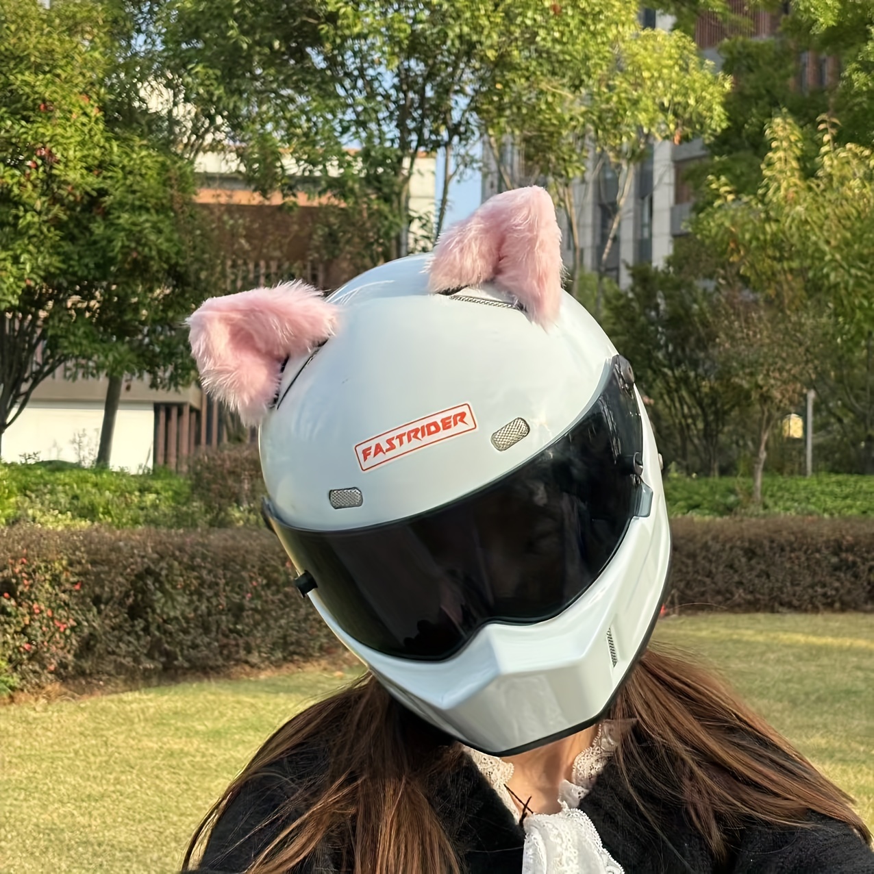 1pc Unisex Adult Cat Ears Motorcycle Helmet Accessory, Removable Plush  Ears, Polyester Bike Helmet Decoration Fits Most Riding Helmets (Helmet  Not