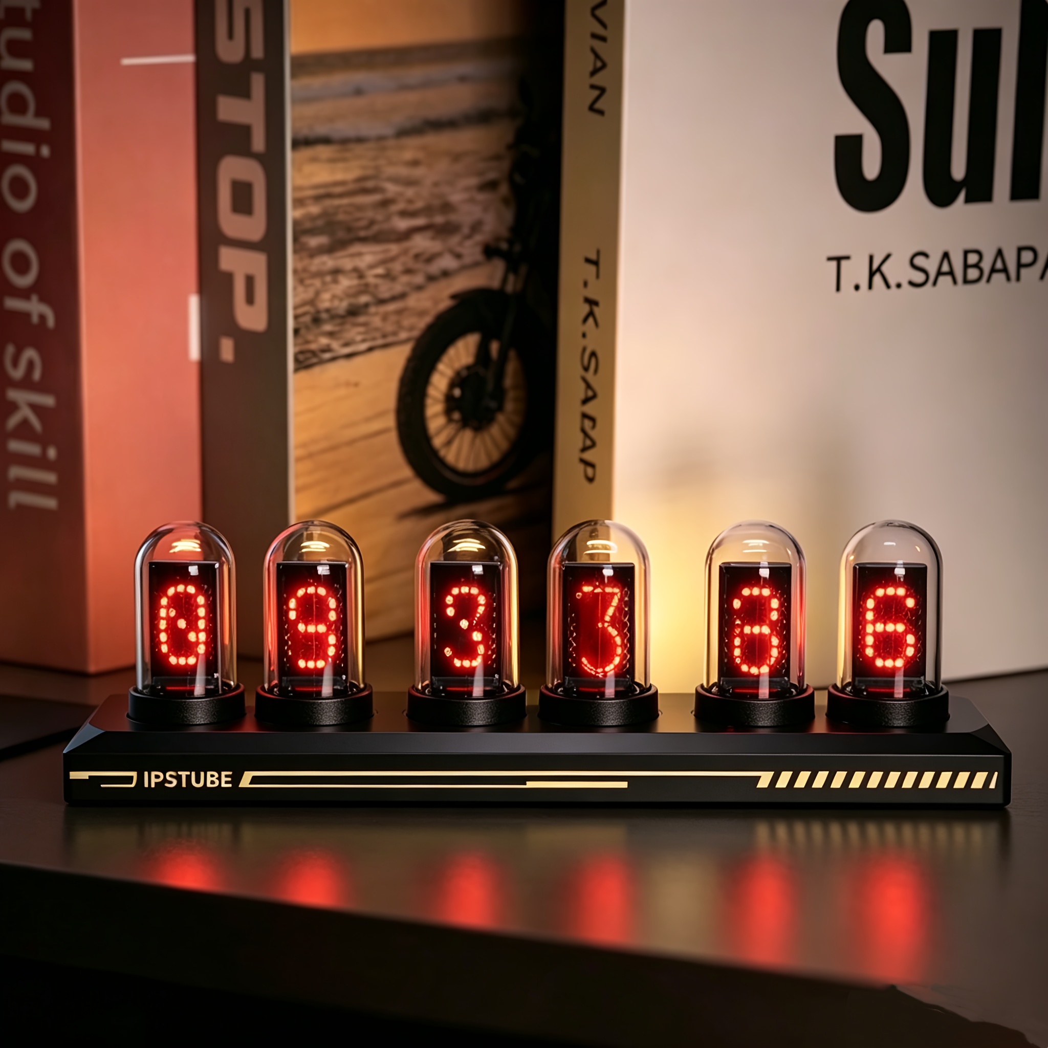 Nixie Digital Tube Clock-ips Display Glow Tube Nightlight, Rgb Neon Glow Tube, Display For Desktop Decoration, Wifi Desktop Digital Clock, With Usb