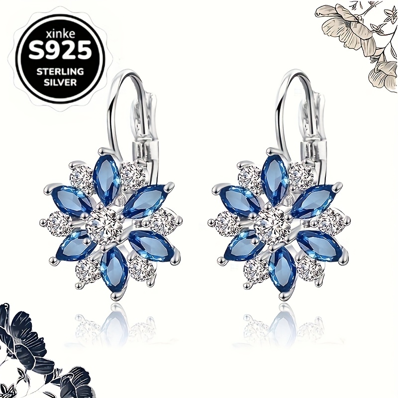  925   and white snowflake hoop drop earrings featuring luxurious   designs   styles suitable for   a versatile piece of jewelry   everyday wear making it an   for birthday gifts and Product details 4