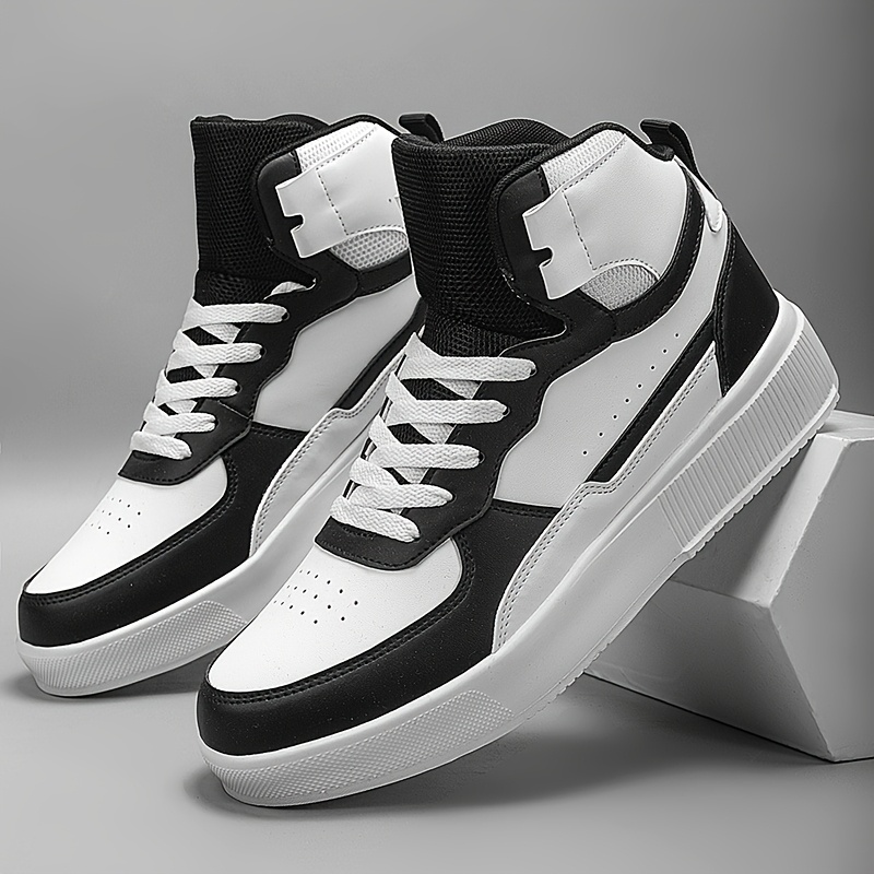 Men'S High-Top Casual Sneakers, Thick Sole Comfortable Lace-Up Shoes, All-Season Fabric Sneakers with EVA Insole, Round Toe Design, and Tread for Outdoor Activities