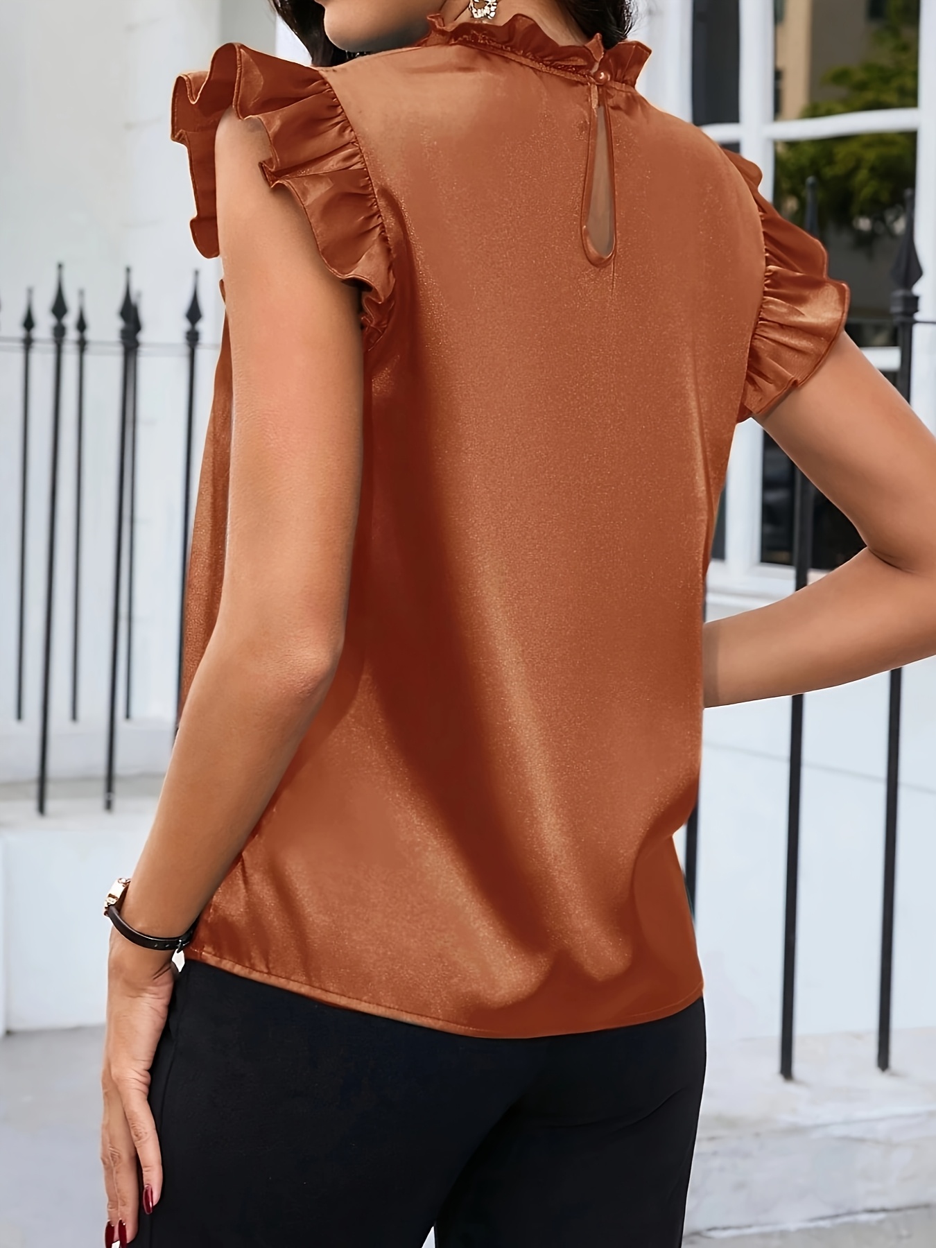 women's plus size satin casual shirt summer round neck short