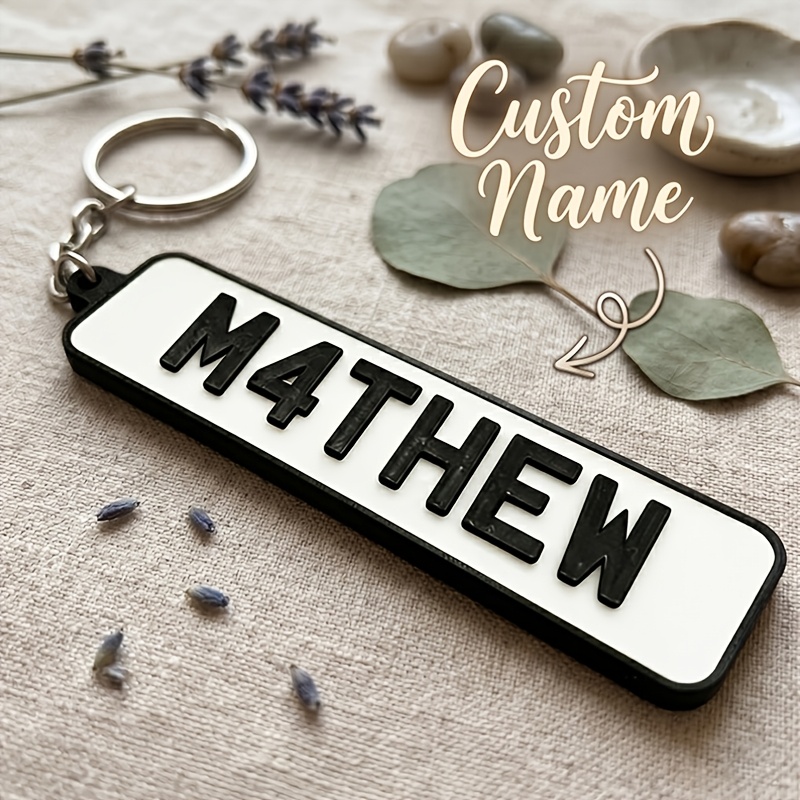 TEMU [2d Flat] [2d Flat] [customized] 1pc Custom Personalized Text Name Auto License Plate Keychain Acrylic Car Number Plate Nameplate Custom Message