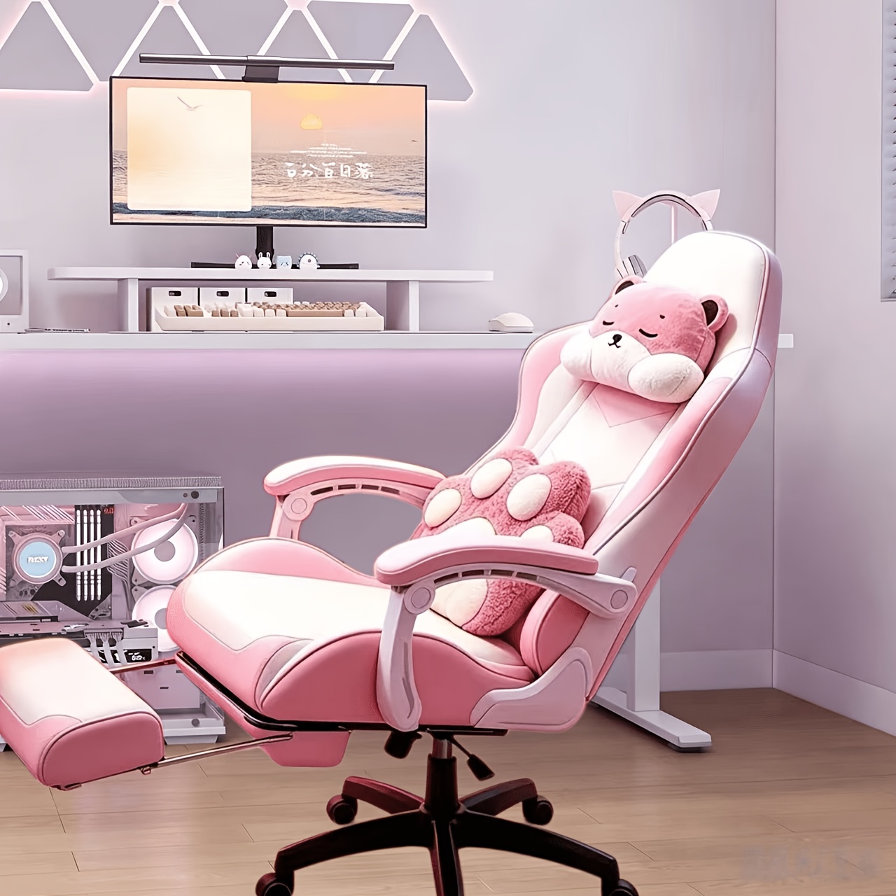 Image of [5 Colors From] Gaming Computer Chair, Ergonomic Swivel Chair For Home, Live Streaming, Comfortable Long-sitting Dorm Room Adjustable Stool - Perfect Gift For , Girlfriends