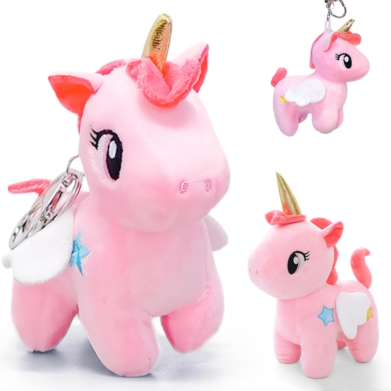 Llavero de Unicornio Rosa de Peluche con Poliéster Adorno de Animal  de Peluche Lindo para Niñas, Niños y Jóvenes Ideal para