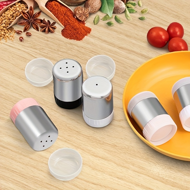 

2pcs Stainless Steel Salt And Pepper Shaker Set, Mini Portable Spice Dispensers With Multi-pour Holes & , Ideal For Bbq, Camping, Travel & Seasoning