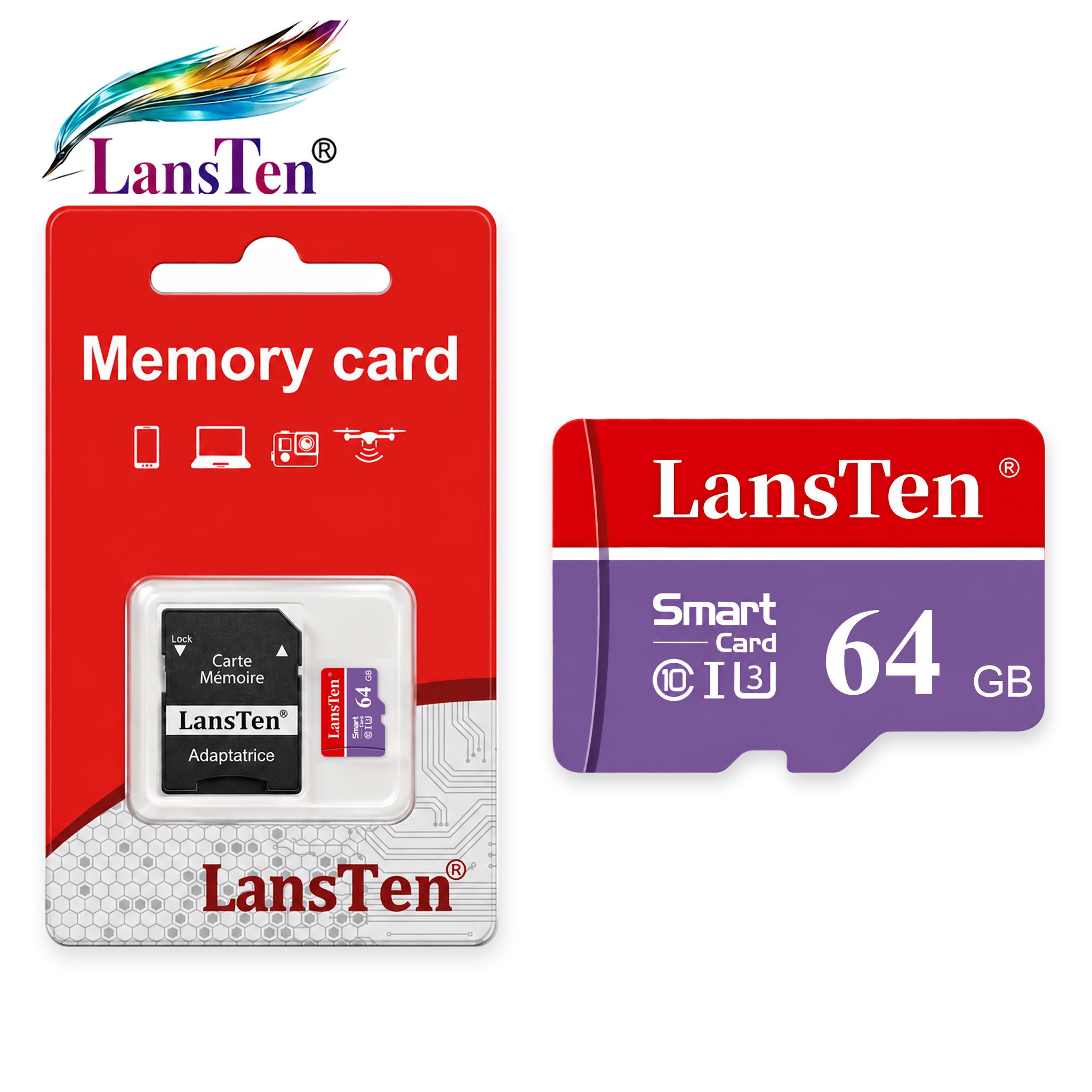 Image of Lansten 1pc Memory Card 16gb 32gb 64gb 128gb High Speed Flash Memory Card A1/c10/u3 Memory Tf Card