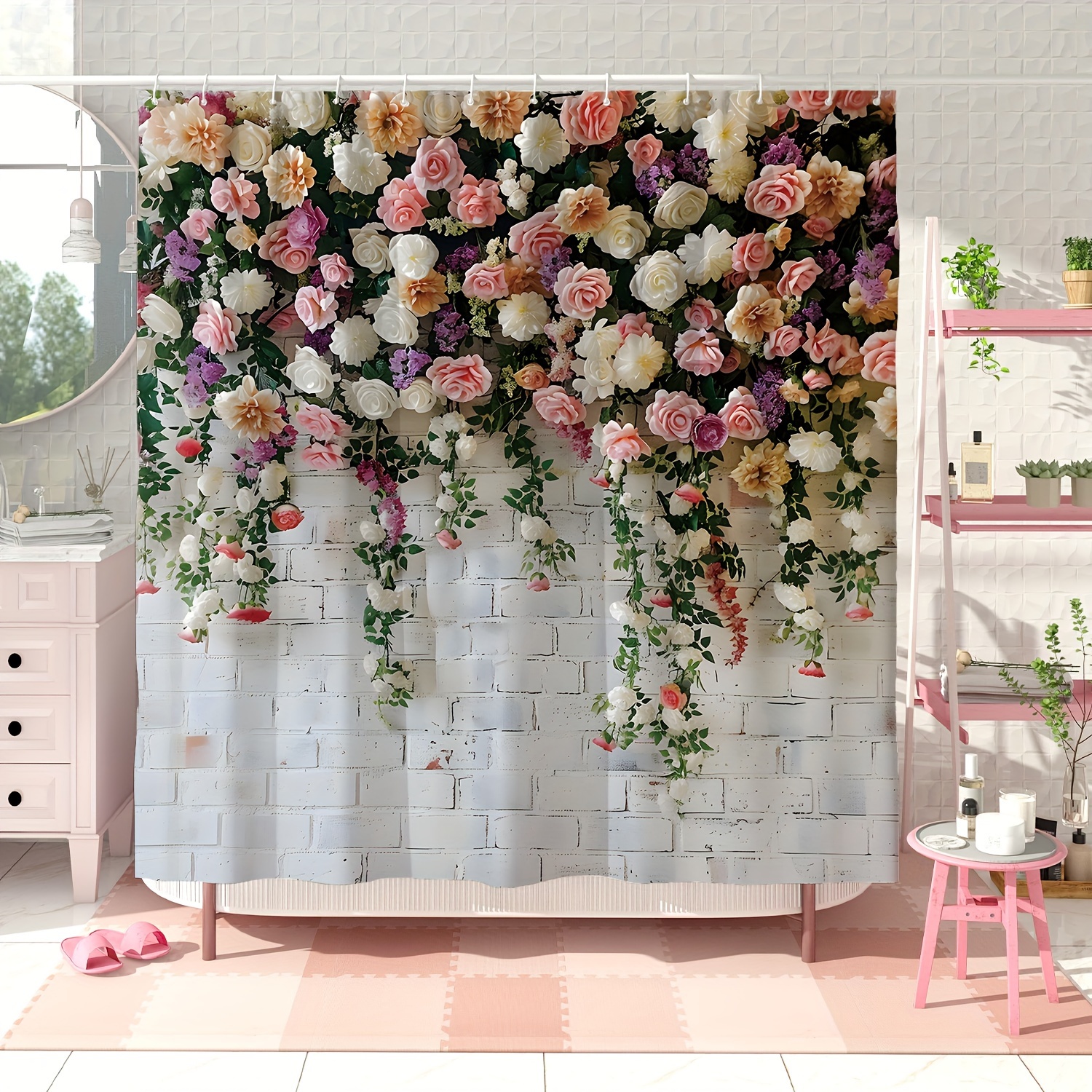 

1pc Vine Pattern Shower Curtain, Bathroom Curtain , Decorative Bathroom Shower Curtain, Bathroom Accessories,