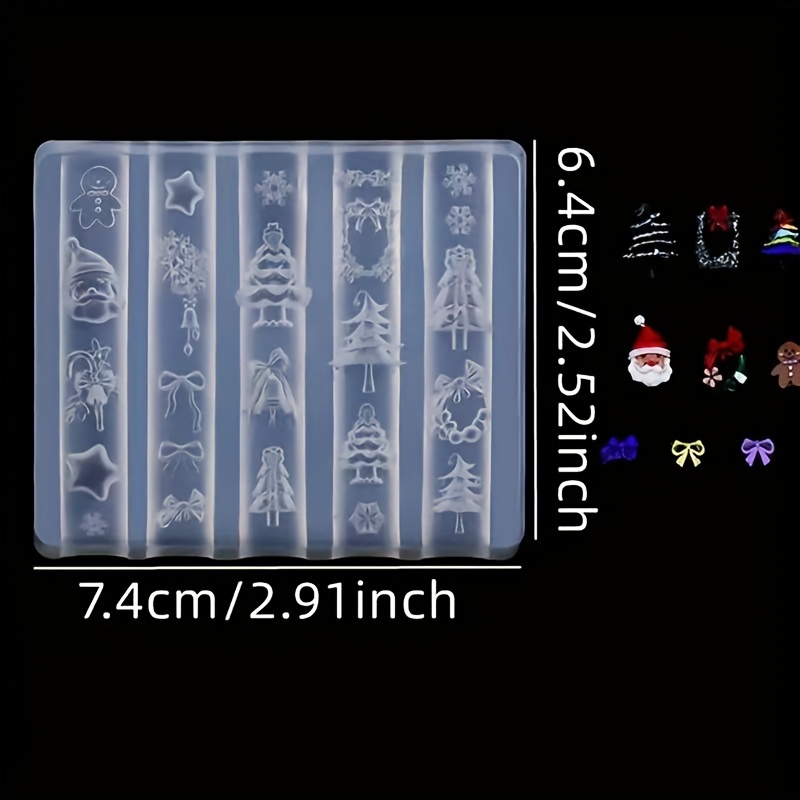 TEMU Moules de silicone pour nail art de Noël, avec un design incurvé très transparent, outils de gabarit d'accessoires pour ongles pour décorer les